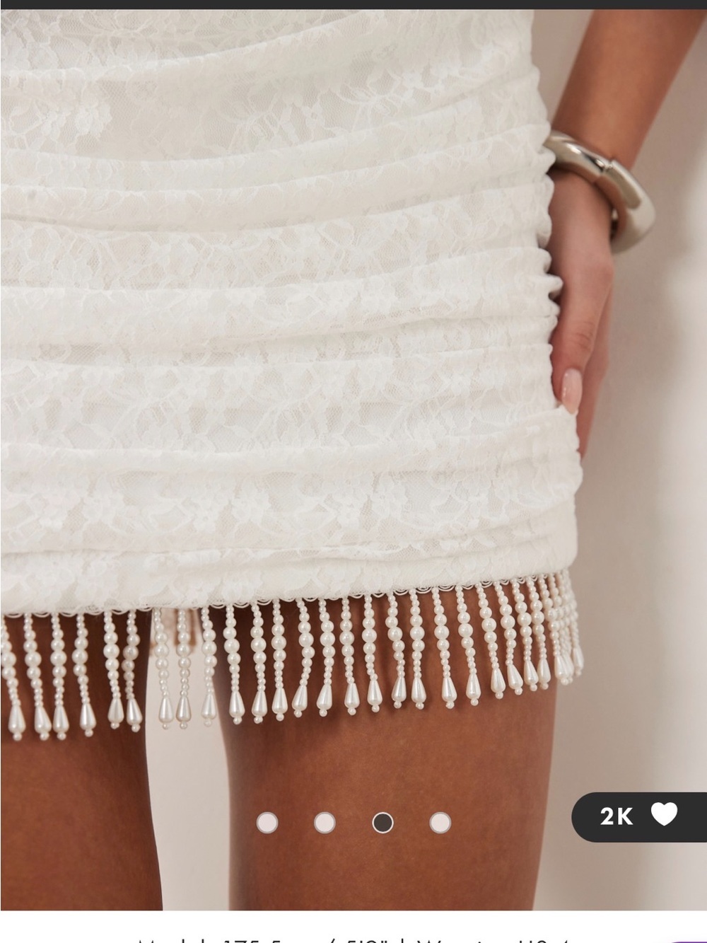 ASOS White Mini Dress with Square Neck and Tassel Trim - Picture 3 of 8